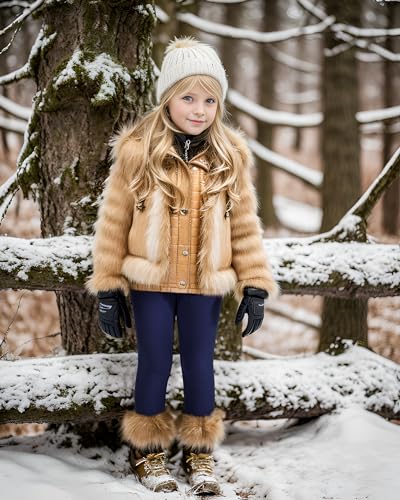 Girls Fleece Lined Leggings Kids Winter Warm Leggings Thermal Full Length Pants3