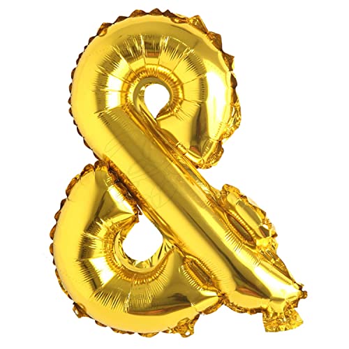Ealimun アルファベット バルーン レターバルーン 数字 英語 英字 ローマ字 風船 balloon 誕生日 イベント 飾り付け 約40cm (ゴールド, &)