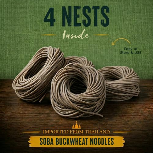 Image of Blue Dragon Soba Noodles 200g | 4 Noodle Nests | Authentic Japanese Style Buckwheat Noodles | Perfect for Stir Fries, Soups & Salads | Vegan | Imported from Thailand