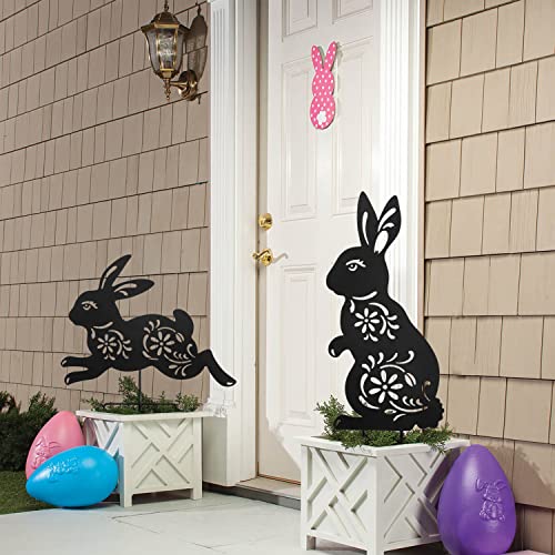 Hokfirm Stake Garden Outdoor Decoration Metal Bunny Stake, Garden Animal Statue Silhouette Pattern, Animal Art Lawn Garden Silhouette, Set Of 2 #TOP3