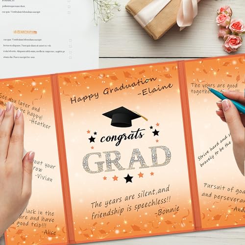 Image of Vlipoeasn 2PCS Graduation Guest Book Alternative, Orange Class of 2026 Party Decorations, Grad Signature Book for 2026 College High School, Unique Graduation Gifts for Friends