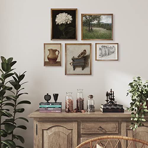 Vintage Farmhouse Wall Decor - Flower Bird Neutral Wall Art For Boho French Country Kitchen Bathroom, Rustic Bedroom Picture Poster Print, Beige Room Decor Aesthetic Botanical Cottagecore 5 Unframed #TOP4