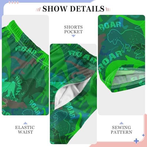 Dino Roar Print Boys Long Pants Soft Trousers Elastic Waist Kids Lounge Bottoms with Pockets S-XL4
