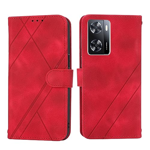 Sacoche crossbody Oppo A57 4G 2022 étui rouge chic pour femme active