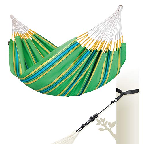 Grande e resistente: larghezza della superficie di appoggio: 160 cm, lunghezza: 350 cm, portata: 160 kg, distanza minima: 310 cm, materiale: 100% cotone