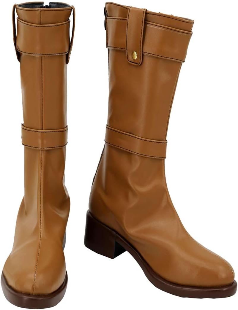 Anime Cosplay Costume Boots Adult Magician Elf Brown Zipper Shoes Accessories Props for Women