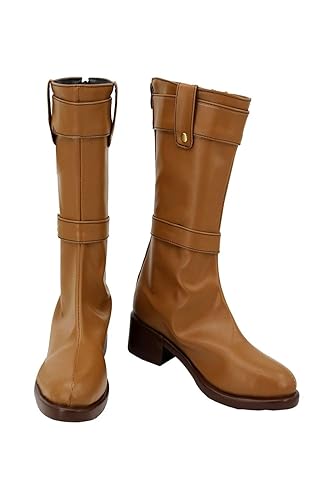 Roeutoo Frieren Cosplay Costume Boots Adult Magician Elf Brown Zipper Shoes Accessories Props for Women - 6 - Brown