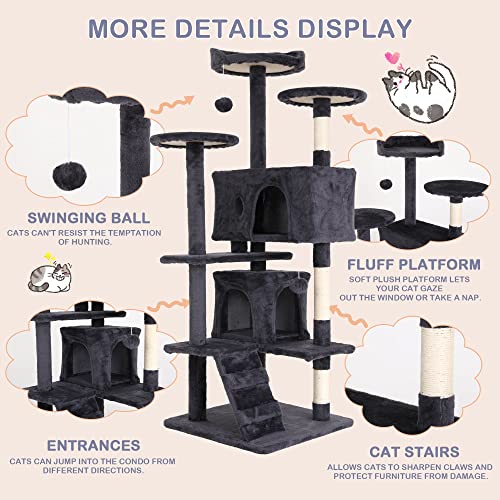 Torre para Gatos Alta 54" para Interiores miniatura 4