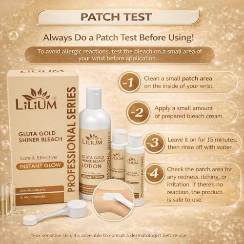 Image of Lilium Gluta Gold Shiner Bleach 580g | Safe & Effective | Instant Glow | Improve Skin Texture & Elasticity | Boost Hydration & Spot Free Skin | Niacinamide | Glutathione | For All Skin Types | Salon, Spa, Home & Professional Use