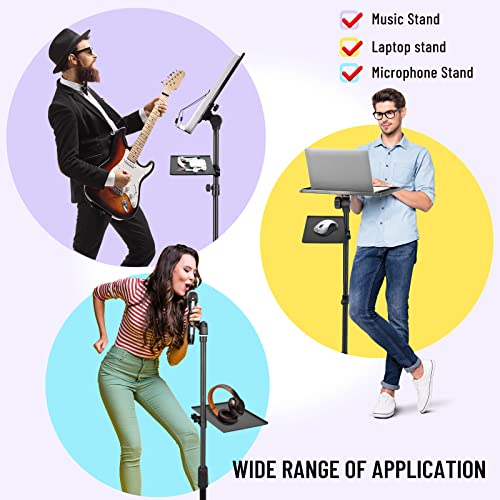 CAHAYA Music Stand Clamp-on Tray: Rack Holder Microphone Stand Shelf Adjustable Metal Tray Holder Compatible with Most Microphone Stands and Music Stands for Practice Live Streaming Recording CY0320