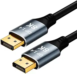 Cabo DisplayPort 1.4 8K, cabo de porta de exibição de alta velocidade 8K @60Hz 32,4Gbps para monitor de jogos, HDR/FreeSync/G-Sync