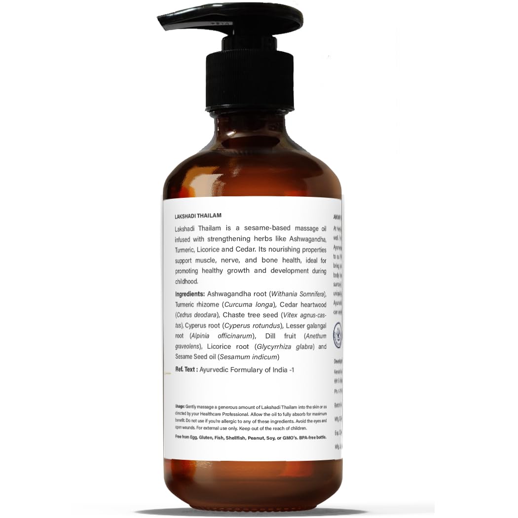 Kerala Ayurveda Children's Daily Wellness Oil (Lakshadi Thailam) - Daily Body Massage Oil for Children - Supports Healthy Joint Mobility and Bone Health, 6.8 Fl Oz