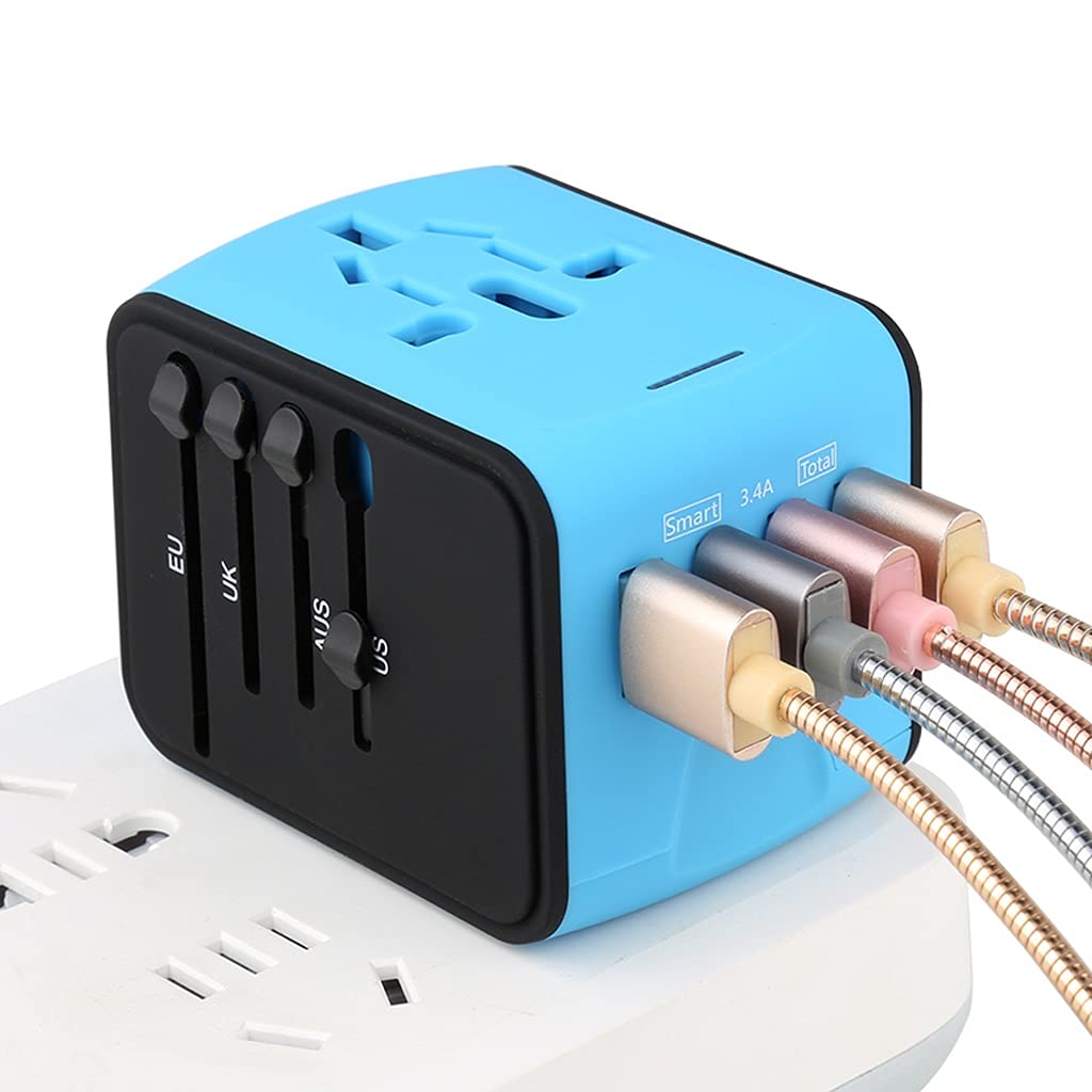 Worldwide Universal Adapte, Adaptador de Viaje Universal Viajes portátiles International Charging Toma de conversión (Color : B, tamaño : 4USB(5 * 5.7 * 6.5CM))