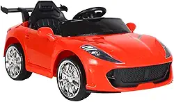Bang Toys - Carrinho Elétrico Infantil Scarlet GT 12V - com Luzes de LED, Sons, Entrada USB/MP3, Bluetooth, Portas que Abrem e Controle Remoto - Suporta até 30kg - Cor Vermelho