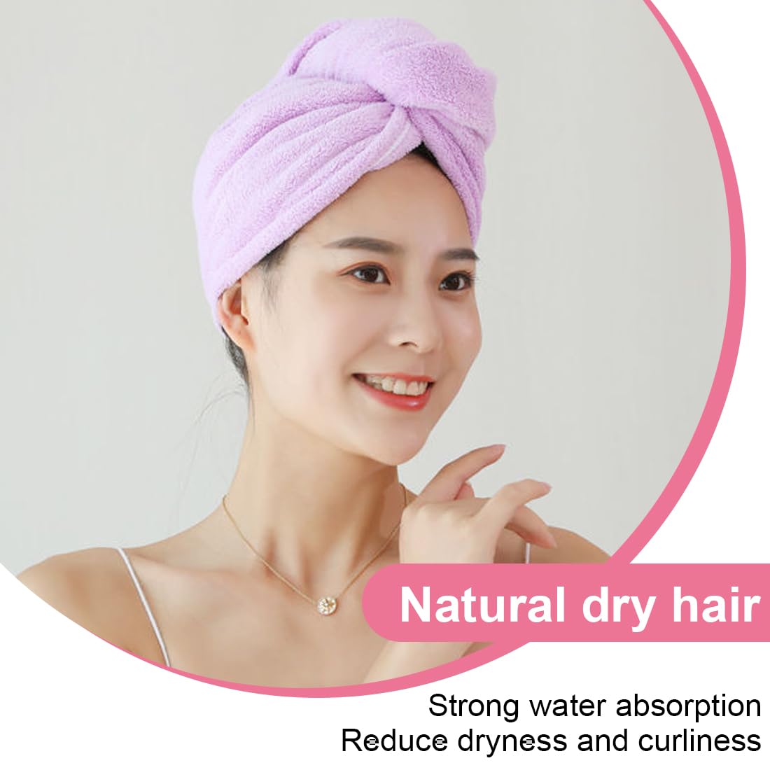 2 Asciugamani Turbante In Microfibra - Super Assorbenti Per Capelli, Anti Crespo, Morbidi E Veloce Asciugatura - Foto 7