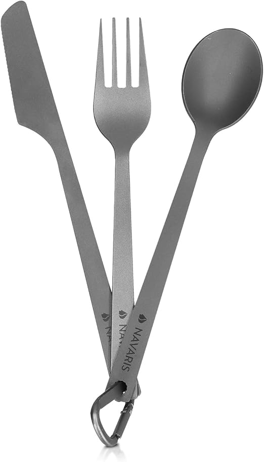 Navaris Titanium Camping Cutlery Set Lightweight Camping Utensils for