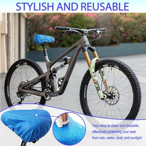 Image of Waterproof Bicycle Seat Covers Dustproof Rainproof UV-Resistant and Windproof Easy to Install and Clean Reusable Suitable for Men's and Women's City Bike and Wide Seats(2pcs Sky Blue)