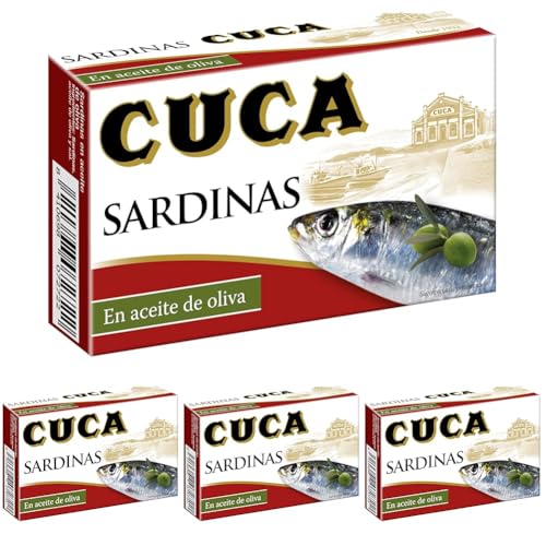 Cuca Sardinas En Aceite de Oliva, 120g, 1 unidad (Paquete de 4)