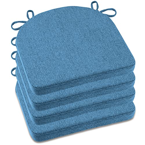 Oydas Chair Cushions For Dining Chairs Memory Foam Non Slip Chair Pads Seat Cushions For Kitchen Chairs With Ties, Machine Washable Cover 4 Pack Blue #TOP2