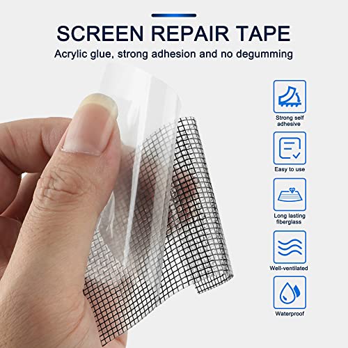 Sankemu Window Screen Repair Kit Tape Fiberglass Repair Kit For Window Screen And Screen Door Tears Holes 3-Layer Strong Adhesive Window Screen Mesh Repair Waterproof Screen Repair Kit（2"×196"） Black #TOP2