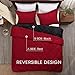 Basic Beyond Queen Comforter Set, Red and Black Comforter Set Queen Size, Reversible Bed Comforter Queen Bed Set for All Seasons, 1 Comforter (88