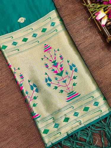 Image of DEVANGI Women's Woven Paithani Banarasi Silk Dupatta /Chunni For Women, Floral Print 1 Meter Wide and 2.3 Meter Length Printed Designer Dupatta /Chunni For Girls