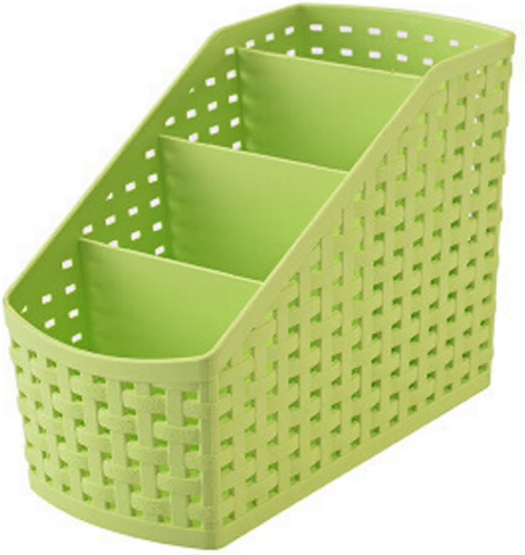 ISKYBOB Small Plastic Desktop Storage Organizer Caddy Remote Control/Pen Pencil/Makeup Holder Box for Home Office,Green