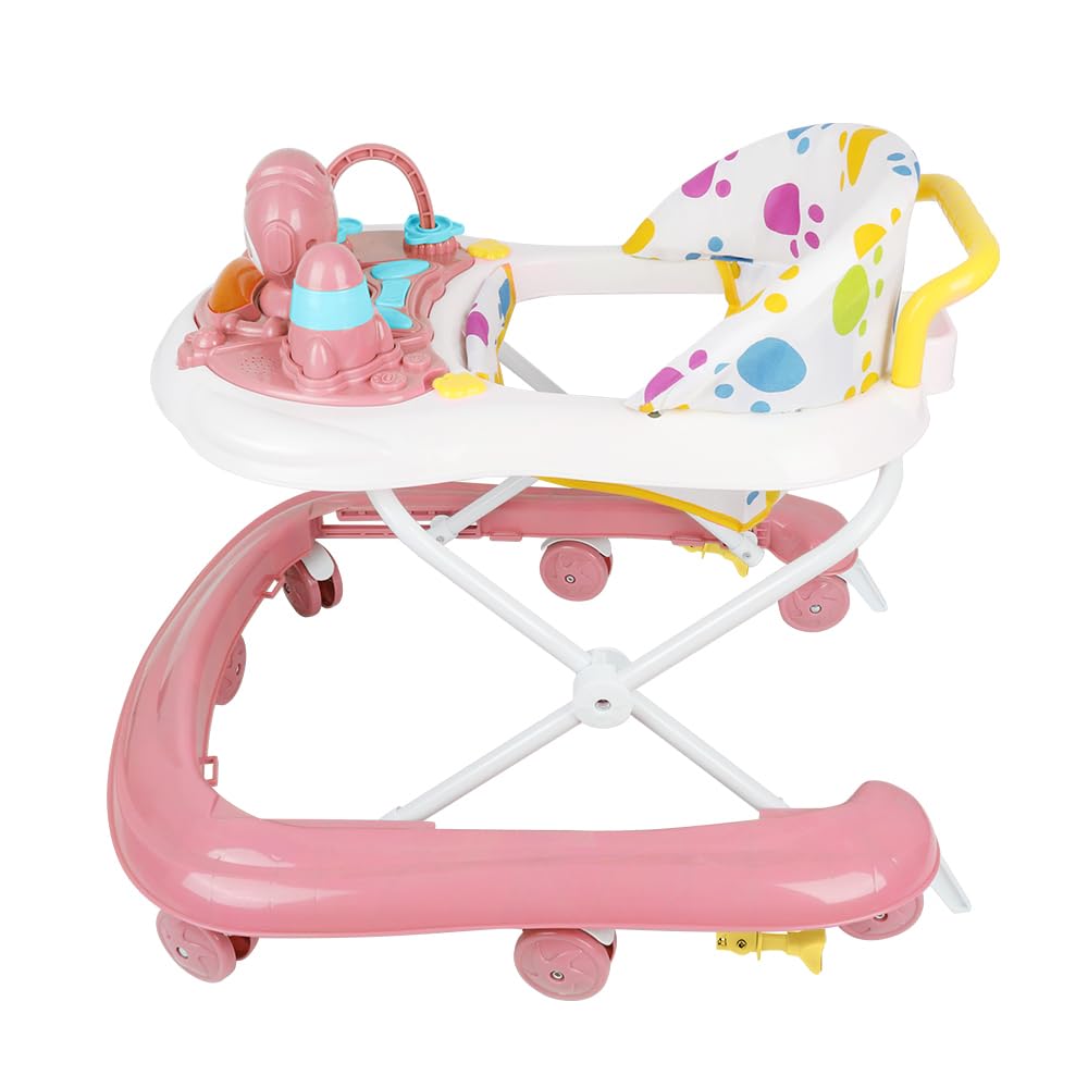 Girarrosto evolutivo para bebé niña 3 en 1, andador plegable con 3 alturas ajustables, asiento y bandeja removible, niños de 6+ meses, carga 12 KG - 62 x 68 x 36 - 81 cm, rosa