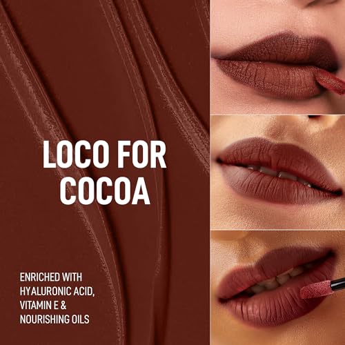 Image of RENEE Stay With Me Matte Transferproof Liquid Lipstick- Loco For Cocoa| Waterproof & Smudge-proof | Bold Pigment, Lightweight & Long-lasting | With Hyaluronic Acid & Vitamin E | 6 ml
