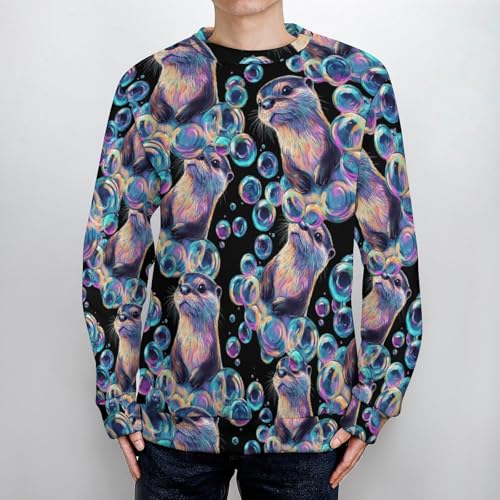 Otter Colorful Bubbles Men's Crew Neck Sweater Knit Pullover Women Casual Long Sleeve Crewneck Loose Fit Top4