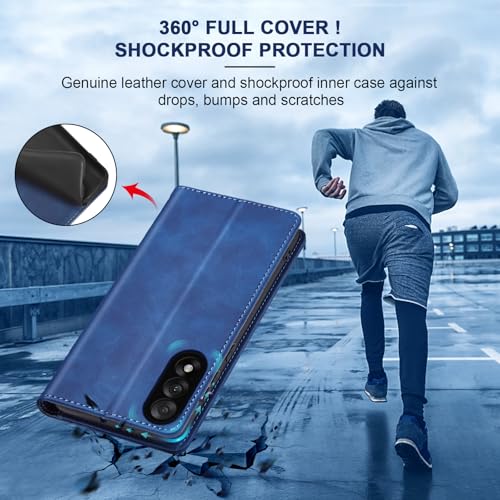 Image of Jasonyu Case for OnePlus Nord 5 5G Leather Wallet Flip Cover with Card Holder,Kickstand, Magnetic Closure,TPU Shockproof Phone Case (Blue)