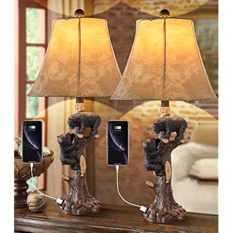 LOKHOM Rustic Bears Table Lamp Set Cover