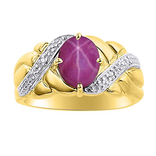 Bague diamant et étoile rubis en argent plaqué or, un bijou d'exception raffiné