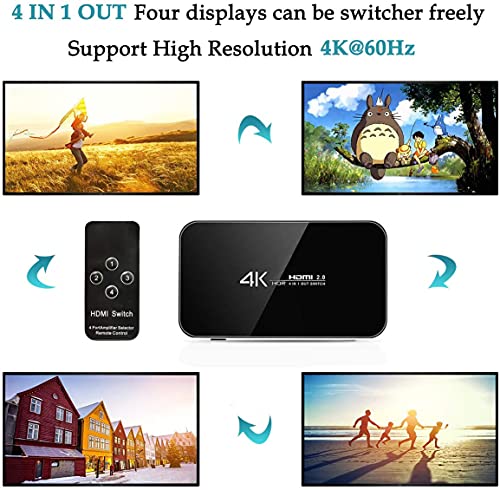 Enbuer 8541769983 Hdmi Switch 4X1, 4K Ultra Hd Hdmi Switcher Support Hdmi 2.0 Hdcp 2.2 thumb #2