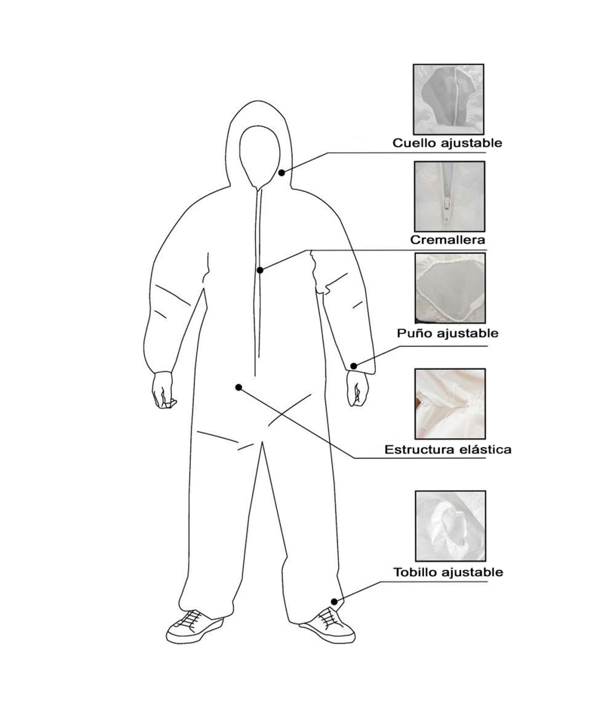 Tradineur - Pack de 12 Trajes Protectores de Trabajo, Mono desechable, Integral, Multiusos, protección, Bricolaje, Pintura, mecánica (Blanco - Talla única - Unisex)
