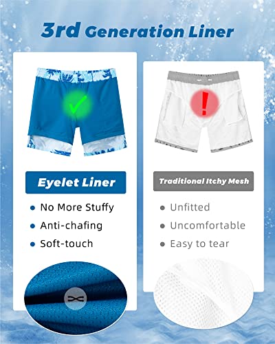Image of SURF CUZ Mens Swim Trunks with Compression Liner Swim Shorts 7 inch Swimming Trunks Stretch 7 Inch Swim Suits Quick Dry