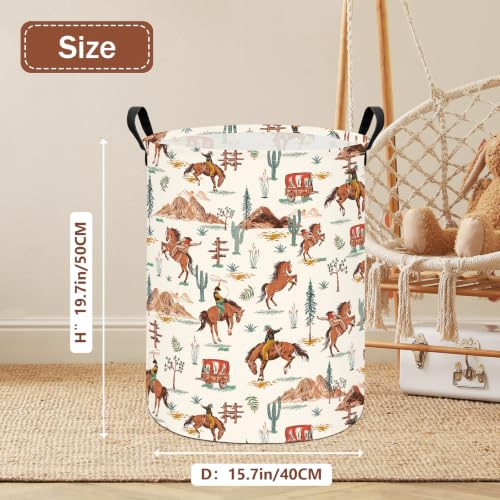 Image of Western Cowboy Fabric Storage Bin,Nursery Organizer Basket