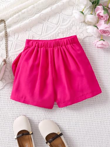Image of BEAUDRM Girl's Elastic Waist Bow Front Trousers Split Straight Leg Cute Skort