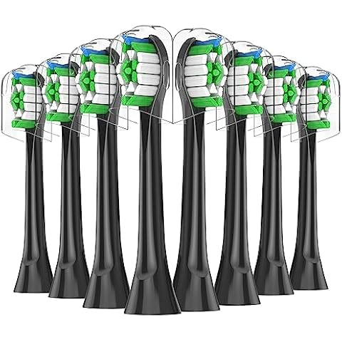 KHBD Toothbrush Heads Compatible with Philips Sonicare Electric Toothbrush, Replacement Brush Heads Fit for EasyClean, Gum Health, FlexCare, HealthyWhite Brush-Black-8 Pack Cover