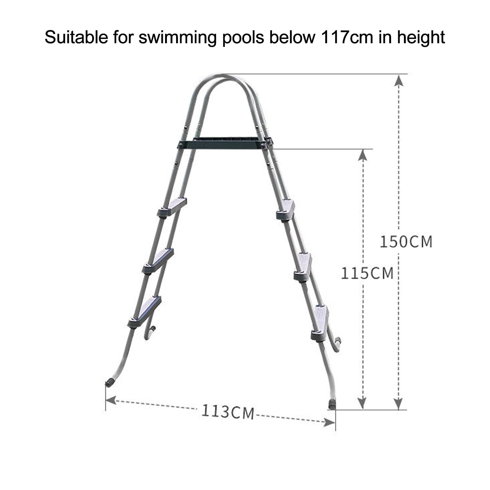 Scalaa 3 Gradini Materiale Metallico, Pedale Antiscivolo, Facile da Entrare e Uscire, Scalaa Piscina Fuori Terraa per Piscina/Piscina Barca