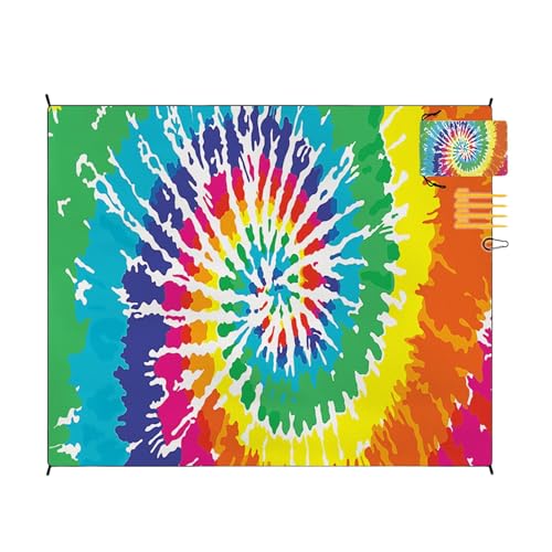 Zestivra Estera De Picnic Al Aire Libre, Manta De Picnic Al Aire Libre 86.61x70.87 Pulgadas Toalla De Playa Impermeable | Almohadilla De Campamento Ligera con 4 Bolsillos De Esquina Y 4 Clavijas De