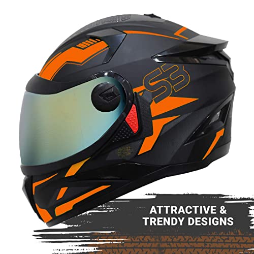 Image of Steelbird SBH-17 Terminator ISI Certified Full Face Graphic Helmet in Matt Finish with Chrome Visor