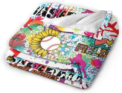 Baseball Blanket, Baseball Gifts for Boys Girls Ultra Lightweight Soft Plush Flannel Letter Printed Throws Blanket for Sofa Bed Couch Throw 60"X50" M6 - Image 3
