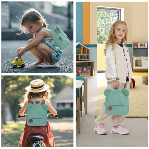 Aomig Plüsch Rucksack Kindergartenrucksack Kleinkind Rucksack Kindergarten Schultasche für Jungen Mädchen Kinder Tierischer Kinderrucksack Tier Cartoon Mini Tasche Kinder Rucksack für 2-6 Jahre (Grün)