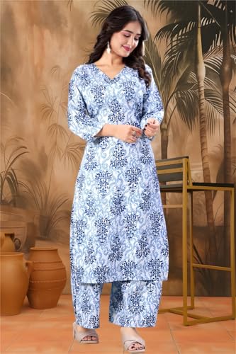 Image of MS VHCK ENTERPRISE Women's Rayon Straight Printed Kurta with Palazzo