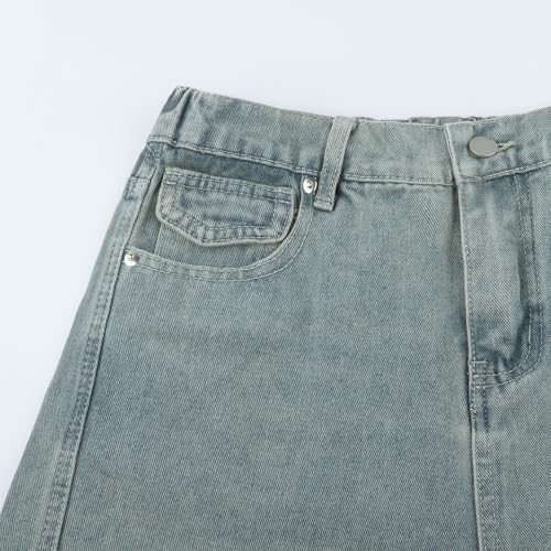 Womens Pentagram Patch Jeans Y2k Baggy Jeans High Waist Straight Wide Leg Denim Pants Vintage Trousers4