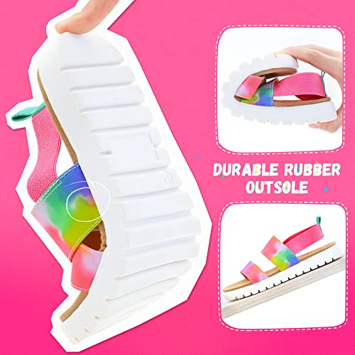 Vonair Girls Rainbow Sandals Open Toe Elastic Back Strap Comfortable Summer Sandals with Soft Rubber Sole4