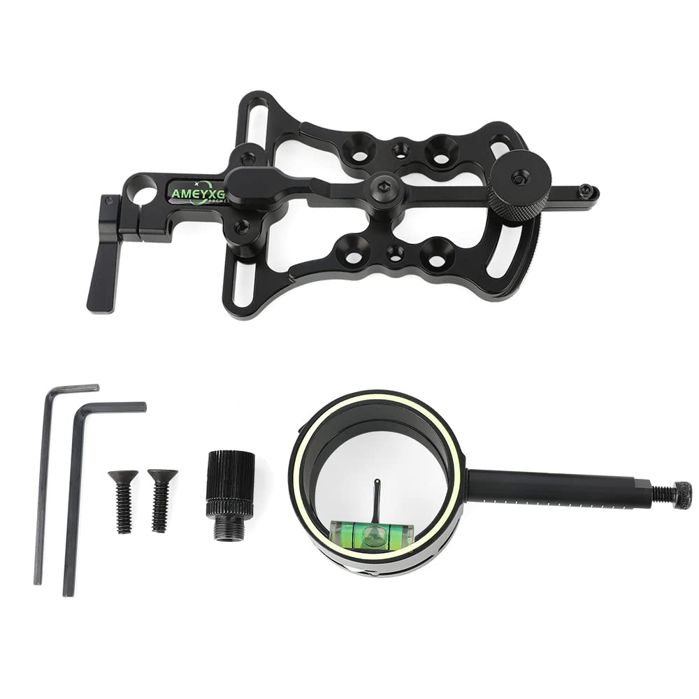 SHARROW Tiro al Arco Bow Sight 1 Pin Miras para Arcos Compuestos Vista de Arco Micro Ajustable 0.019 Fibra óptica Accesorios de Arco y Flecha