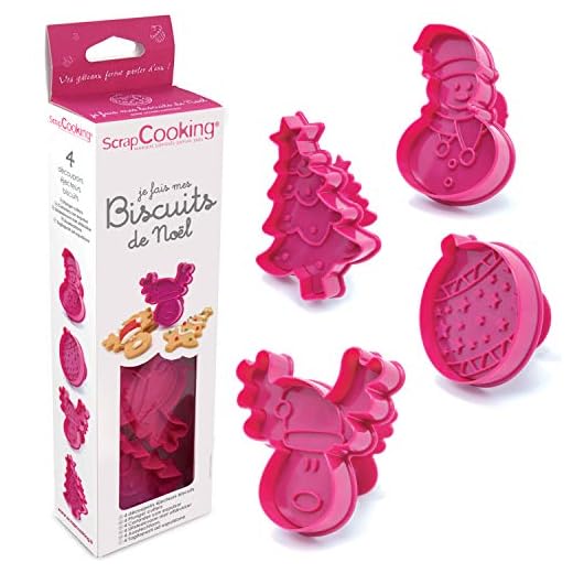 Scrapcooking 2031 Je Fais Mes Biscuits de Noël: 4 découpoirs éjecteurs biscuits