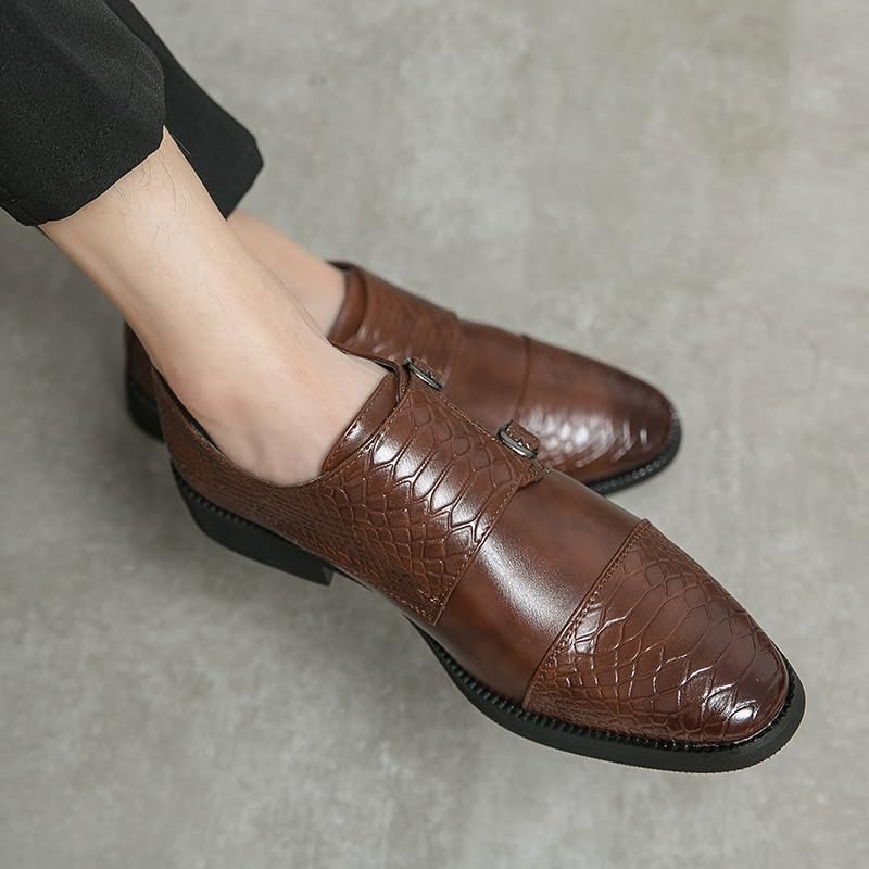 Formal Double Monk Shoes Dress Oxford for Men Casual Business Rubber Sole Slip Dress Slip-on Outdoor French Leather Round Toe2